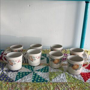 Set of 8 Vintage Corningware Corelle Abundance Fruit Mugs Coffee Cups